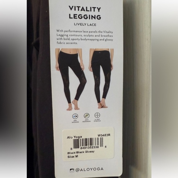 Alo Vitality Leggings Lively Lace Black size xs - Picture 6 of 13